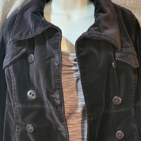 Women's CALVIN KLEIN JEANS Black Velour Lined Jacket Sz M y2k vintage - Picture 8 of 12